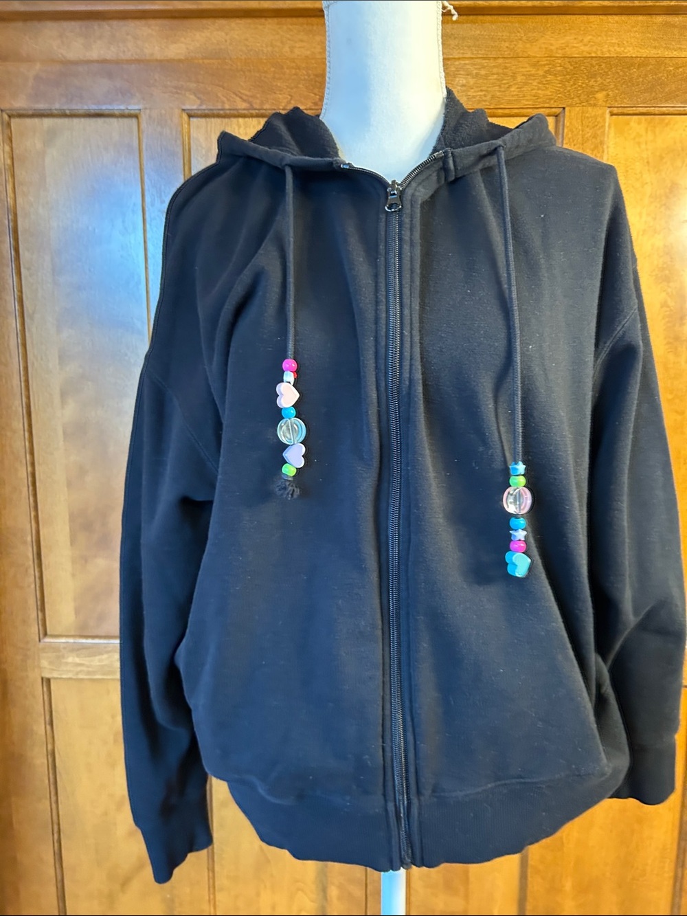 Pacsun Sun Spectrum PAC Oversized JA Los Angeles Black Flower Zip Up Hoodie. Sz